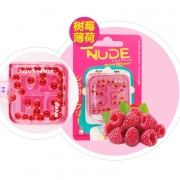 【香港直邮】泰国JINTAN NUDE爆珠无糖薄荷口香糖30粒玫红色树莓薄荷