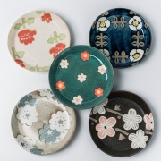日本原产AITO Nordic Flower美浓烧陶瓷盘点心碟5件套装